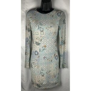 Sky To Moon Women's Dress Size M Sheer Lined Floral Mosaic Lightweight